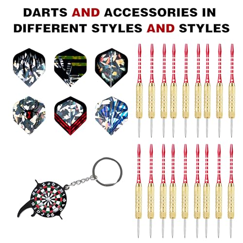 CHRDW Darts Metal Tip Set - 18 Steel Tips + 6 Flights, CNC Tips, Wrench Included