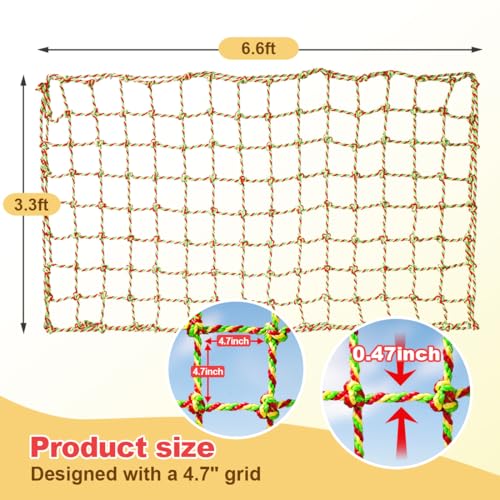 LAKNUAL 3.3ft x 6.6ft Heavy-Duty Polyester Climbing Cargo Net for Kids Outdoor & Indoor Play