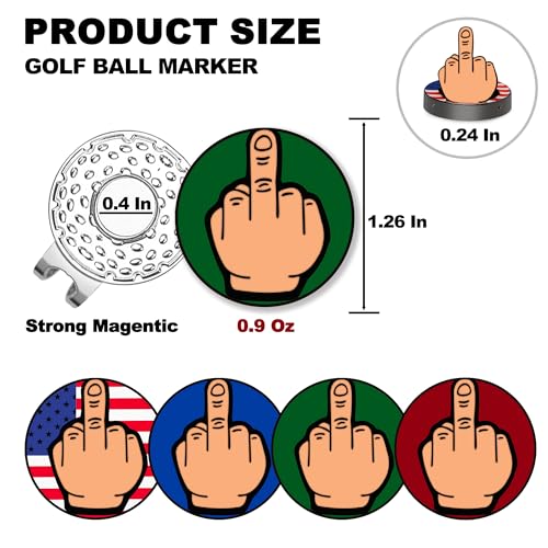 Middle Finger Golf Ball Marker with Magnetic Clip - Green