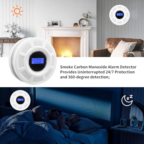 Smoke and Carbon Monoxide Detector Combo Powered by Battery, 2 in 1 CO & Smoke Alarm with LED Warning Light Indicators for Home, Travel, RV, Garage