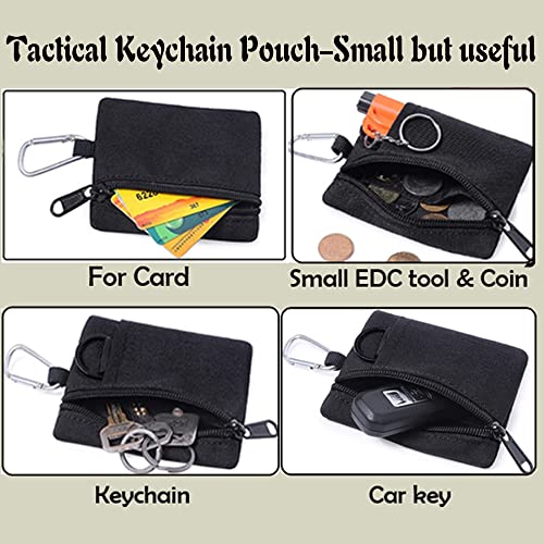 Compact Tactical Keychain Pouch - Black EDC Pocket Organizer