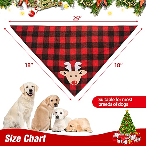 Christmas Dog Bandanas - 2 Pack Santa Claus & Elk, 100% Cotton