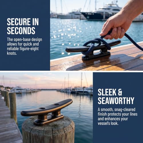 4-Inch Nylon Boat Cleats - Black Dock Cleat for Kayaks and Marine Use - 4 Pack