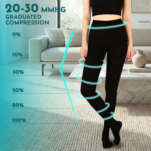 Koeosso X-Large Compression Leggings Medical Pantyhose Stockings for Women – Black