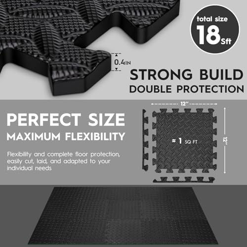 18 Pcs Interlocking EVA Foam Floor Tiles for Home Gym