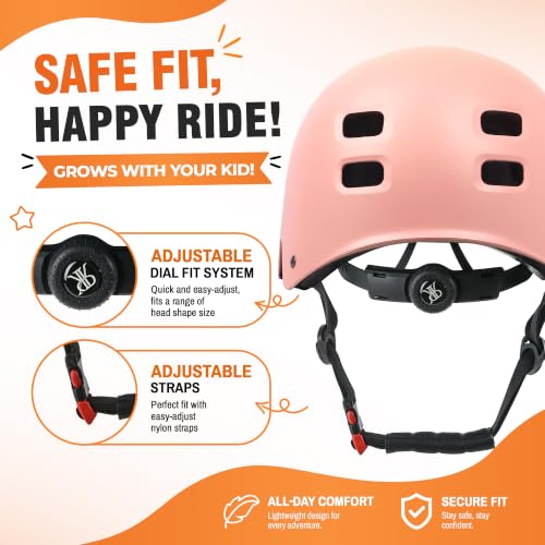 Kids Bicycle Helmet for Boys & Girls - Peach Pink Gradient, Medium (21.3-22.5")