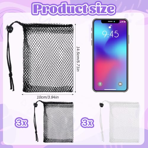 Small Mesh Drawstring Bags - 6 Piece Set for Travel and Organization