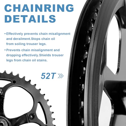 PATHGNAR 52T Crankset 170mm with Square Mot with Plastic Chain Cover, E-Bike Compatible