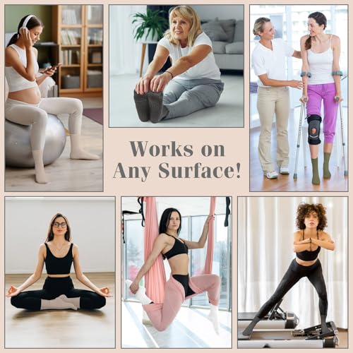 Non-Slip Grip Pilates Socks for Women - Green, White, Brown, Gray