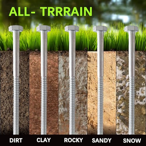 12 pcs 3/8 x 12 inch Heavy Duty Ground Anchors Tent Stakes Kit