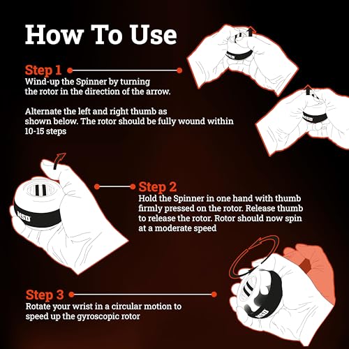 Thumb-Wind Gyro Ball - Up to 18,000 RPM Hand Strengthener