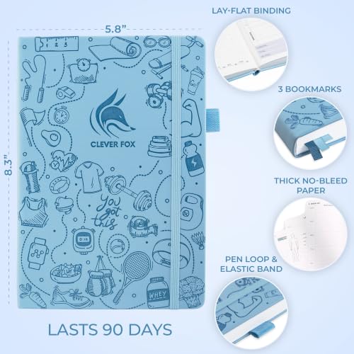 Fitness & Food Journal - Workout Planner, A5 Light Blue
