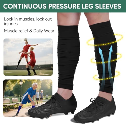 Leg Compression Sleeves for Men - Black One Size Soccer Socks