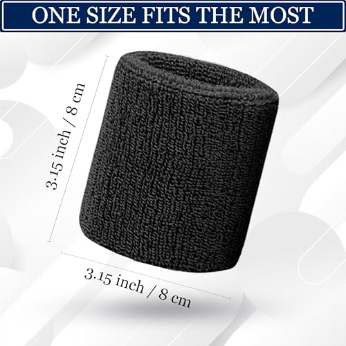 Moisture-Wicking Sweat Wristbands - 8 Pcs Black & White