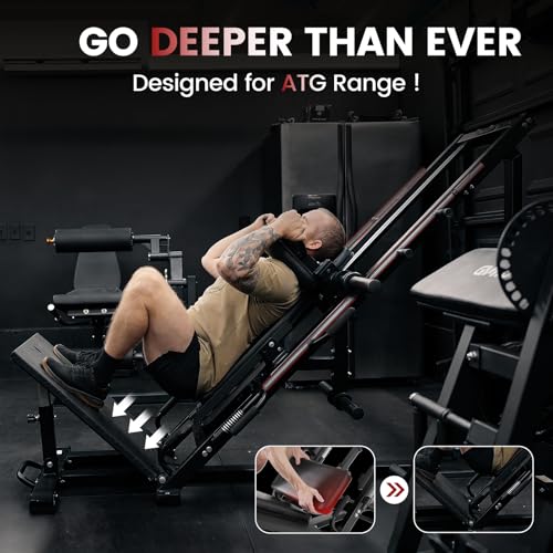 Leg Press Hack Squat Machine Combo - 45-Degree, Black