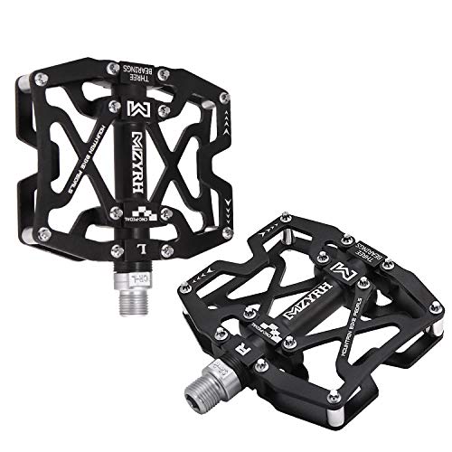 Mountain Bike Pedals - Ultra Strong Colorful CNC Machined 9/16" Sealed 3 Bearings - Black