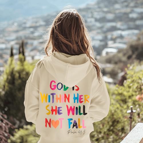 God is Within Her Hoodie for Girls - Apricot, Age 11-12
