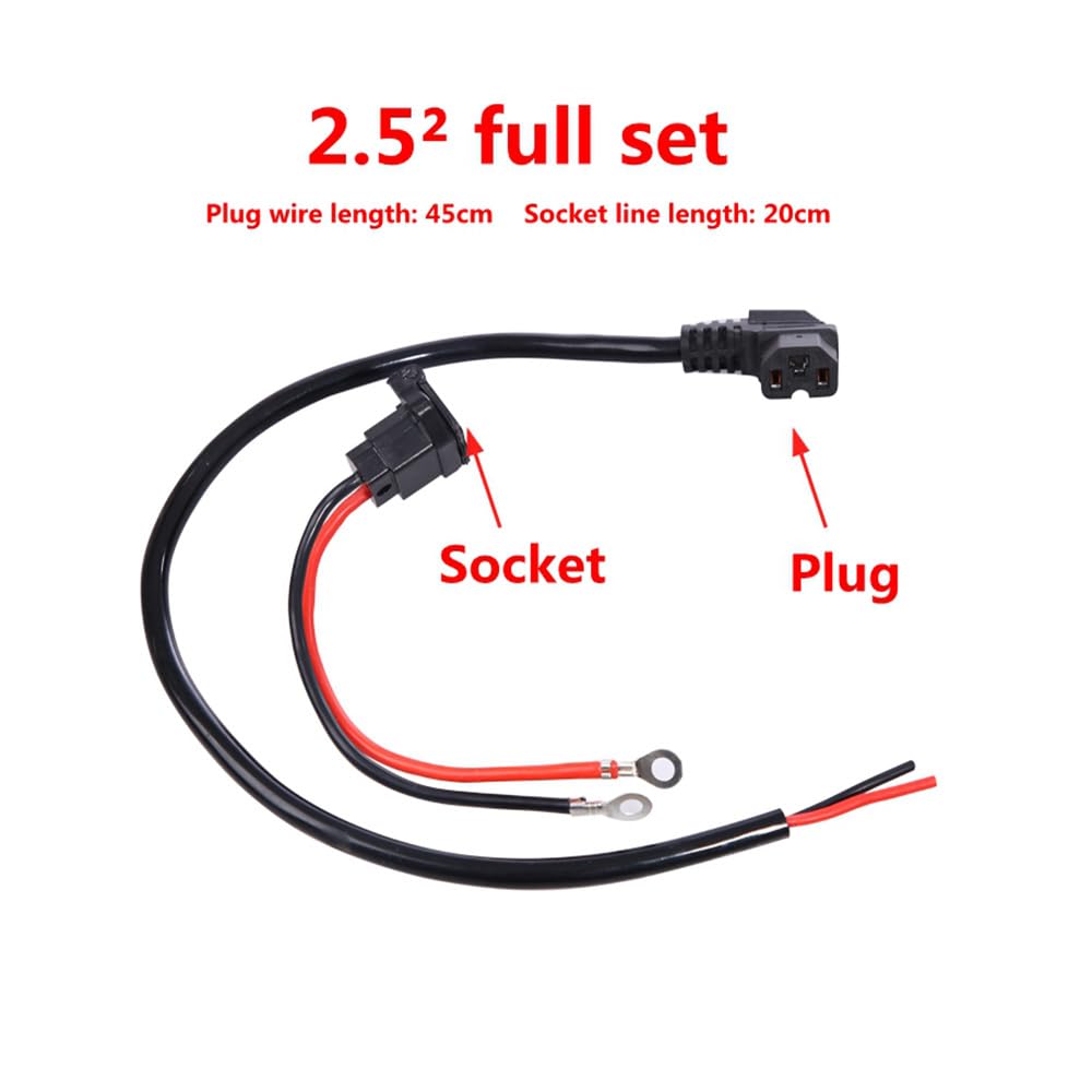 YUYUEMI Charging Socket for E-Bike Battery Charger with Universal Three Hole 12AWG Electric Vehicle Connector Plug Electric Scooter Charging Port