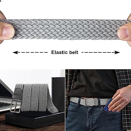 DOOPAI Braided Stretch Belt for Men, Elastic Woven Belt, casual