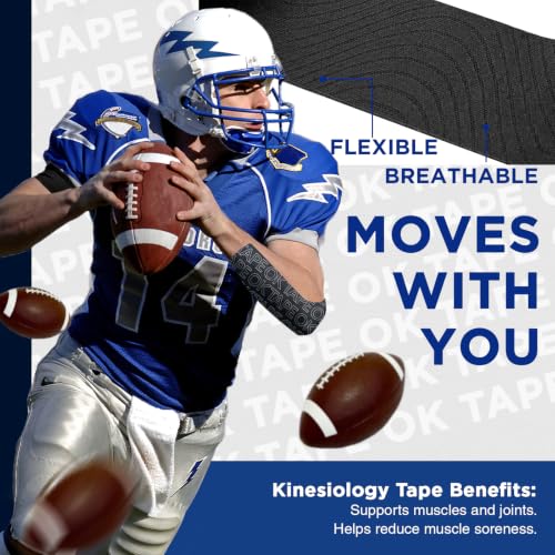 OK TAPE Turf Tape Football Uncut 10 Yards Black 4 Inch Wide Kinesiology Athletic Tape