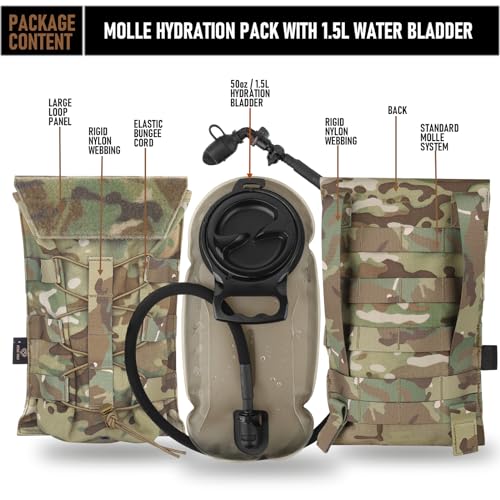 PETAC GEAR 1.5L / 3L Tactical Hydration Pack MC / 1.5L Set Molle Water Bladder Daypack