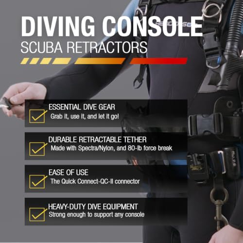 Gear Keeper Scuba Retractable Lanyard for Dive Console & Depth Gauge - Chest Mount Mini, Hd Rotating Snap Clip