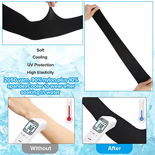 UV Protection Arm Sleeves - 4 Pairs Compression Cooling - Black
