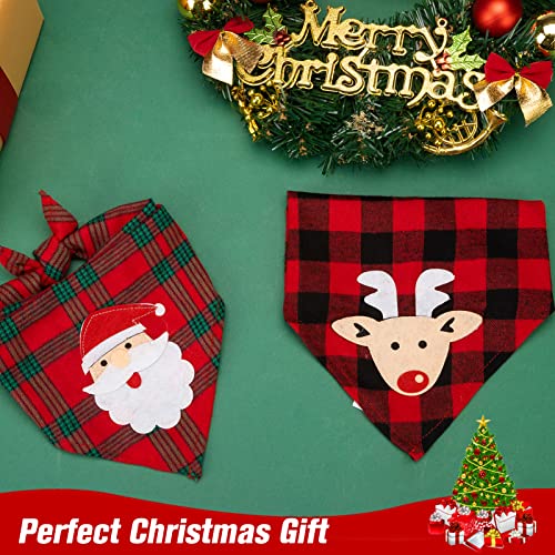 Christmas Dog Bandanas - 2 Pack Santa Claus & Elk, 100% Cotton