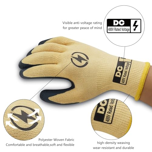 5 Pairs Insulated Electrician Gloves 400V Voltage Resistant Gloves Flame Retardant Work, Electrical Rubber Non-slip Texture Design for Electricians Prevent Shock