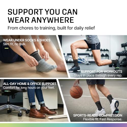 Ankle Compression Sleeve Socks for Sprains & Support - 2-Pack
