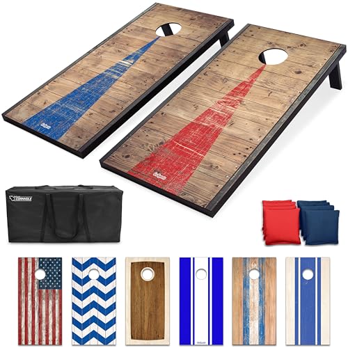 Rustic Cornhole Set with 2 Boards, 8 Bean Bags & Carry Case