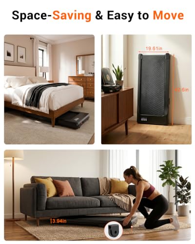Portable Under Desk Treadmill with 6% Incline & Remote Control