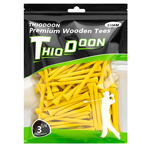 Natural Wood Golf Tees Pack of 100 - Yellow 3-1/4 Inch