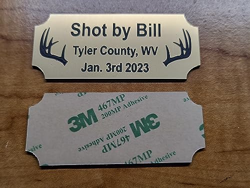 Custom Engraved 1.25x3 Brushed Gold Name Plate with Antler Clipart