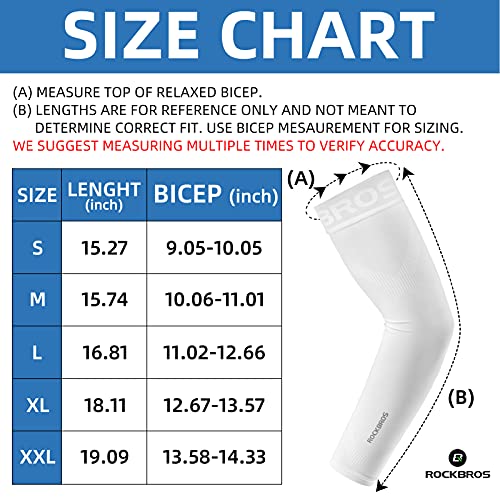 UV Protection Arm Sleeves for Men & Women - Large White