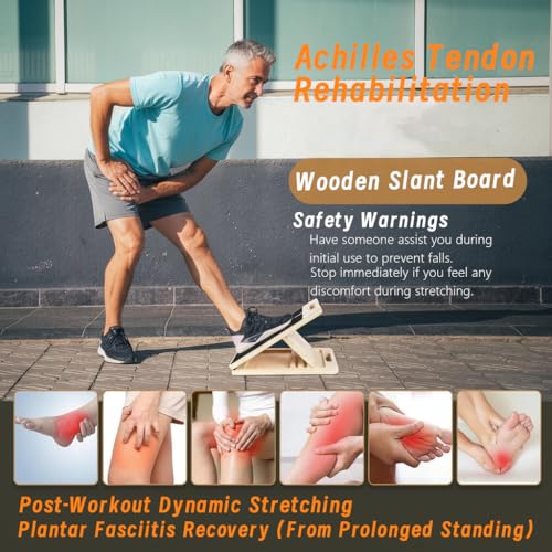 Wooden Slant Board 5-Angle Calf Stretcher - 16.5 x 12 in, 350 lb Capacity