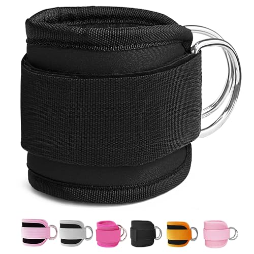 Adjustable Fitness Ankle Straps with Padded Cuffs - Single Black