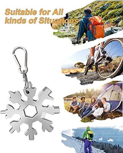 NDakter 18-in-1 Snowflake Multi-Tool - Black & Silver Compact Emergency Gear for Men & Women, Christmas Stocking Stuffer