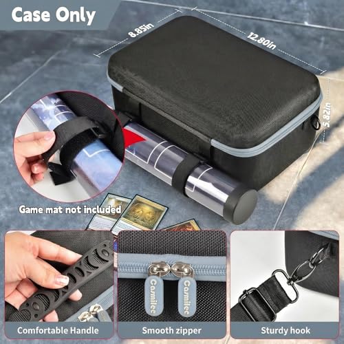Casmilee Grey Deck Box Carrying Case for MTG/TCG Cards with Playmat Straps