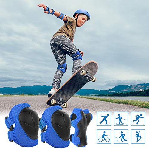 Kids Bike Helmet and Protective Gear Set - Blue, Size S (3-10 Years)