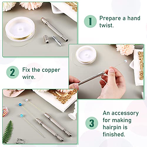 Double Ended Pin Vise DIY Hand Drill Pin Vise Resin Drill Wire Twisting Tools with Copper Collet Copper Jewelry Making Tools for DIY Hairpin Keychain Bracelets Necklace
