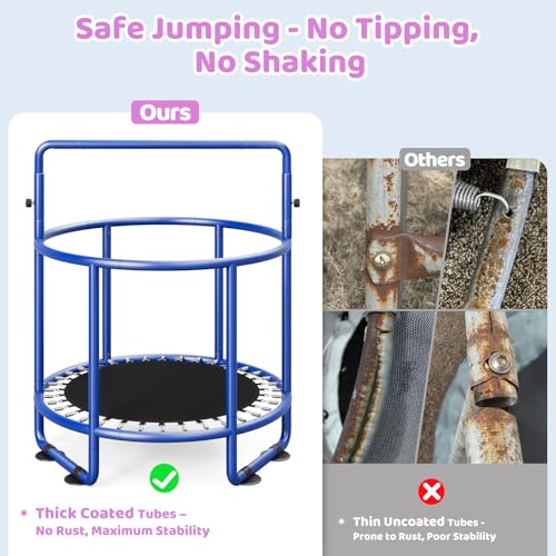 55" Indoor Outdoor Trampoline for Kids with Enclosure - Blue