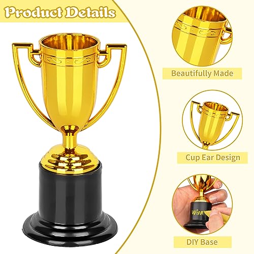Mini Gold Trophy Awards - 6 Pack Plastic Trophy Cups, 4 Inch