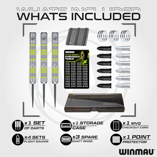 Winmau Michael Van Gerwen 50-Piece Steel Tip Darts Set with Case, Shafts & Flights
