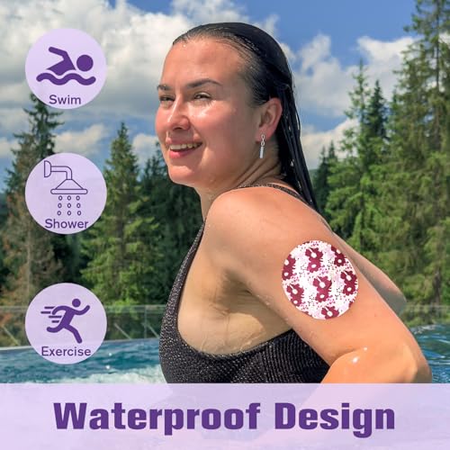 40-Pack Floral Waterproof Sensor Covers for Libre 2 Plus & Lingo CGM
