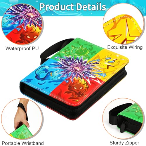 4 Pocket Card Binder with 50 Removable Sleeves - Zipper Case, 400 Card Capacity, Tyyfnn