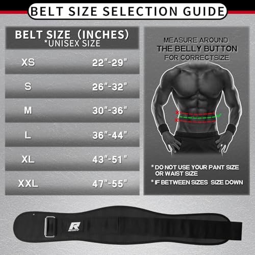 Weight Lifting Belt - 6 Inch Lumbar Support for Squats & Deadlifts - Black, M (30"-36")