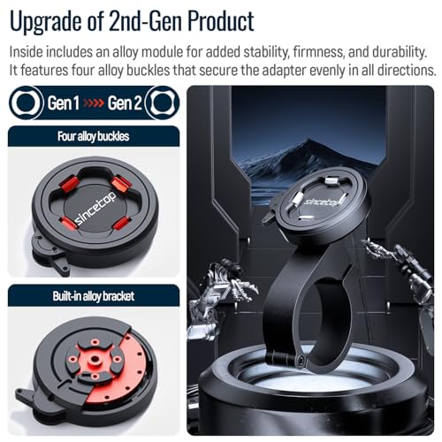 Sincetop 2nd Gen Aluminum Bike/Motorcycle Handlebar Phone Mount - Black