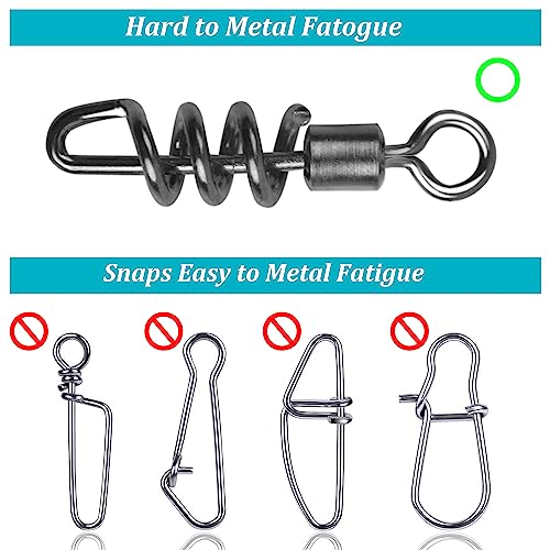 Fishing Swivels Snaps - 40pcs Stainless Steel Corkscrew Swivels 4#