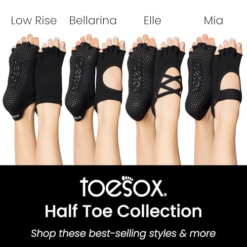 Toesox Luna Grip Socks Half-Toe for Pilates, Yoga & Dance – Non-Slip Barre Socks